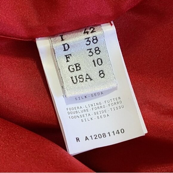 AEFFE SPA Red 100% Silk Pleated Bow Tie Cocktail Dress Women's Size 8 - Picture 13 of 16